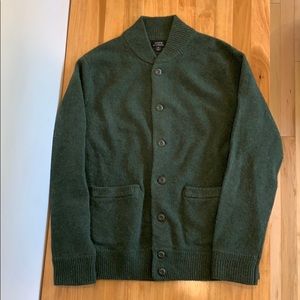 Men’s J. Crew Lambswool Cardigan Green M $128